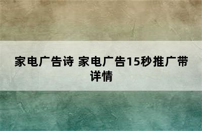 家电广告诗 家电广告15秒推广带详情